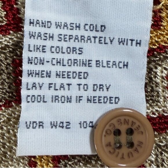 Nautica Jeans Company Zigzag Chevron Knit Cardigan L Made in Australia Y2K Luxe - Picture 7 of 12